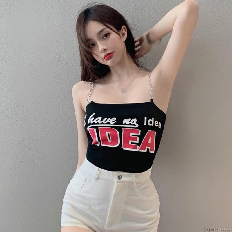 Áo Tank Top Hoạ Tiết Chữ Phong Cách Hàn Quốc Quyến Rũ