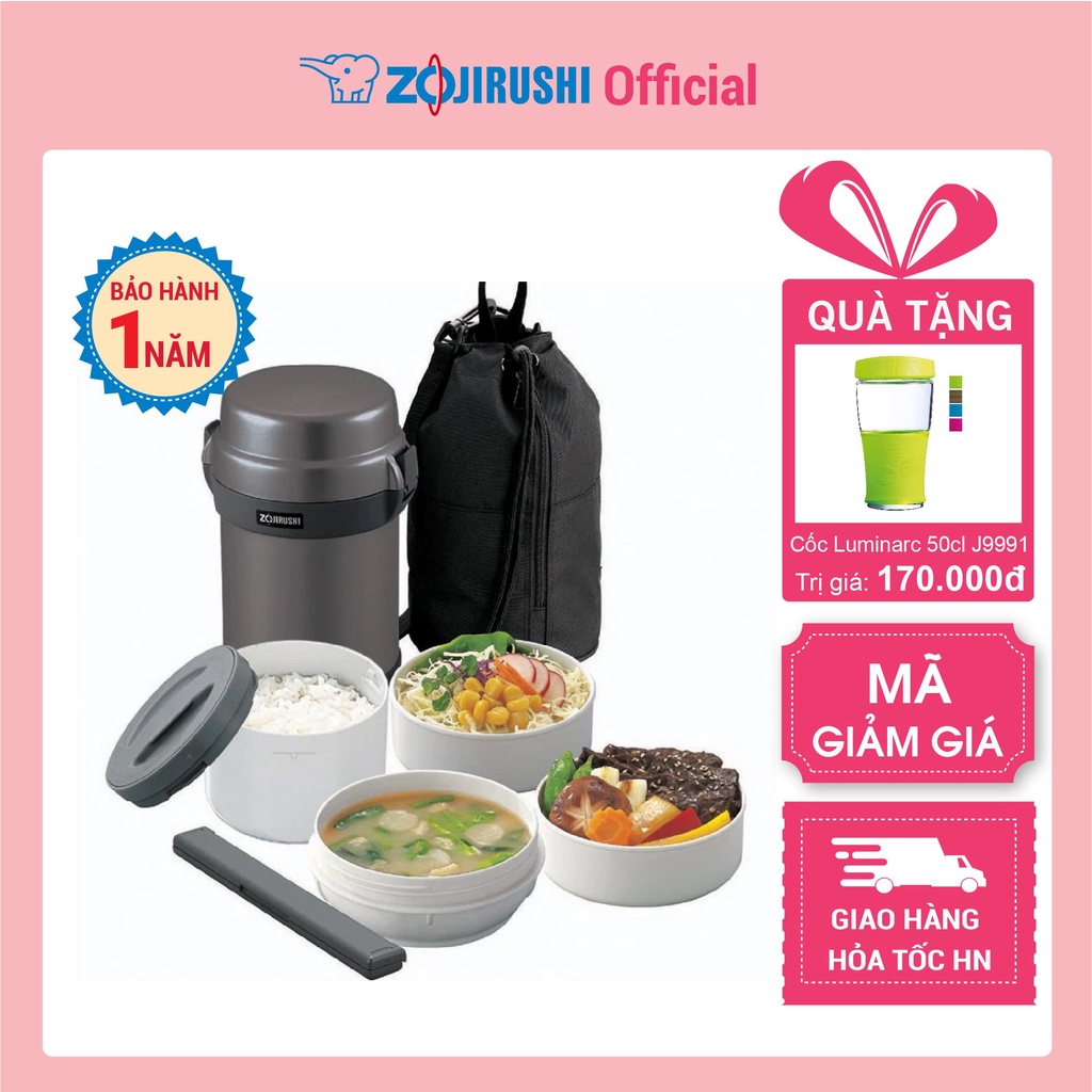 Hộp cơm giữ nhiệt 4 ngăn Zojirushi SL-JAF14, dung tích 1,27L, bảo hành giữ nhiệt 1 năm chính hãng