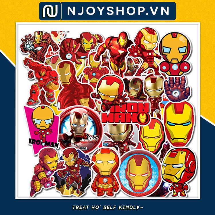 [FREESHIP 40K] SET 35 MIẾNG STICKER DÁN IRONMAN CHỐNG NƯỚC DÁN NÓN BẢO HIỂM, LAPTOP, VALI, TỦ, BÀN HỌC, XE MÁY