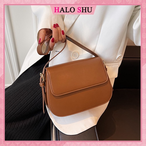 Túi cắp nách, túi đeo chéo da trơn basic dáng vuông size 20 phù hợp đi chơi HALO SHU mã BS002