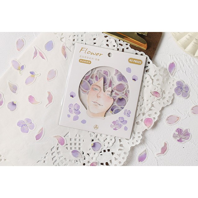 Bộ sticker hoa và cây (12 mẫu) trang trí sổ tay, scrapbook, planner,..