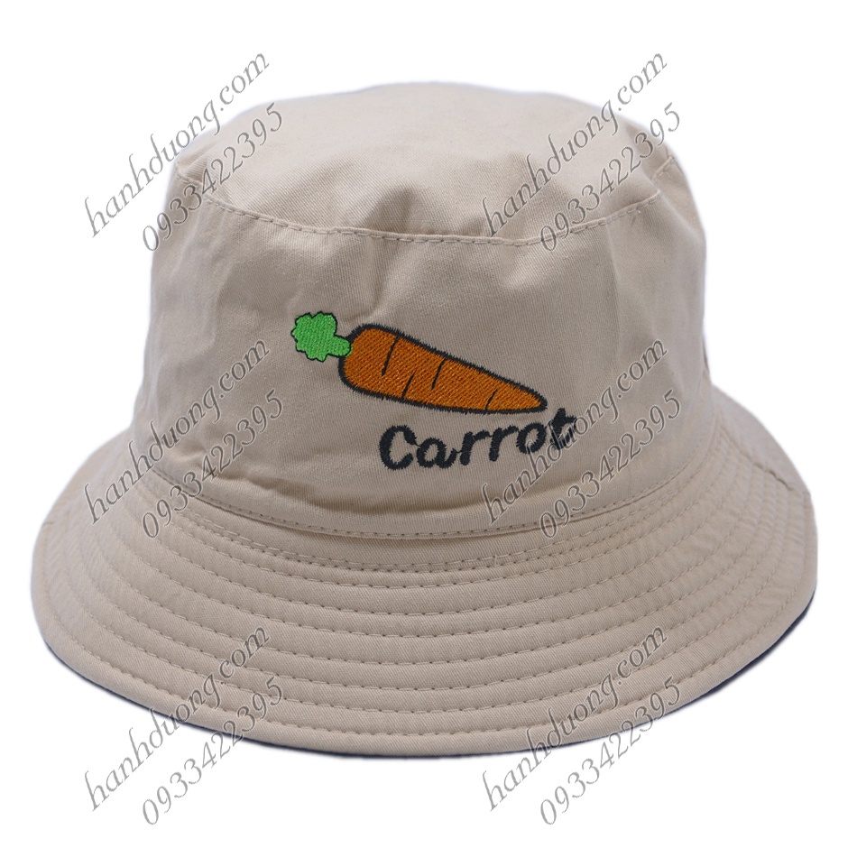Nón vành nhỏ chống nắng tốt thêu hình của Carrot, đội được 2 mặt độc đáo