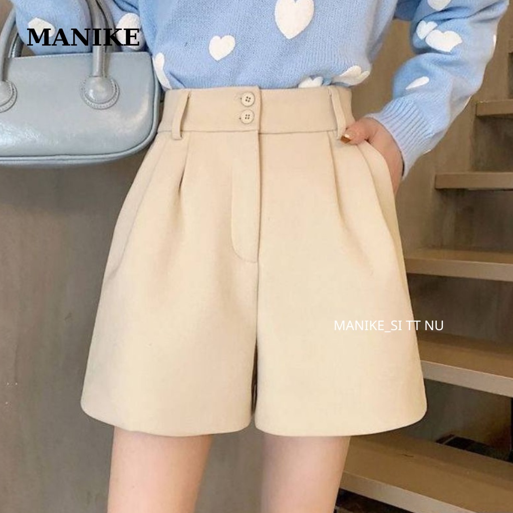 Quần Short Nữ Lưng Cao BIGSIZEQuần Đùi Manike Chun Sau Khóa Trước Ống Rộng Cá Tính