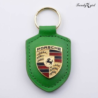 Móc Khóa Hình Logo Porsche Bằng Da
