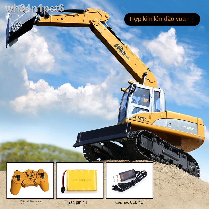 ☽ ❃  □Máy xúc điện trẻ em điều khiển từ xa đồ chơi cậu bé máy xúc điện mô hình xe kỹ thuật xe hợp kim mô p