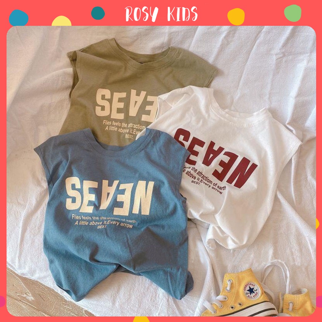 Áo Ba Lỗ In Chữ SEVEN Cho Bé, Áo Sát nách Cho Bé Trai Bé Gái Chất Cotton từ 6-18kg - ROSY KIDS