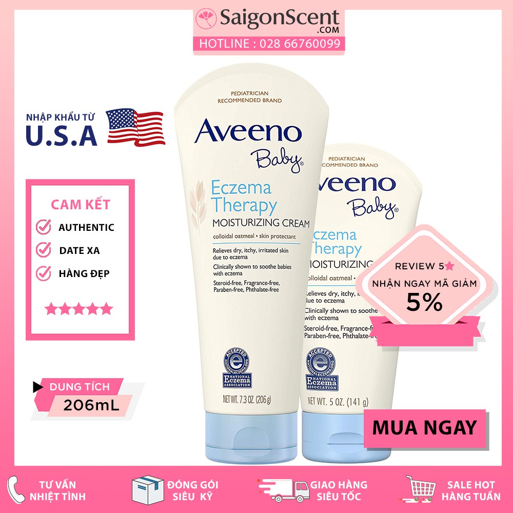 Kem hỗ trợ ngăn ngừa giảm chàm Cho Bé Aveeno Baby Eczema Therapy Moisturizing Cream