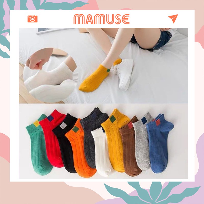 Tất nữ cổ ngắn MAMUSE tất nữ hàn quốc cotton nhiều màu cực xinh VN10