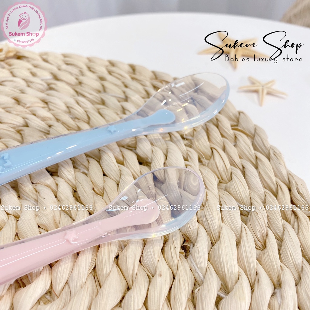 Set 2 Muỗng | Thìa Ăn Dặm Silicon Cao Cấp AMO Hàn Quốc Cho Bé