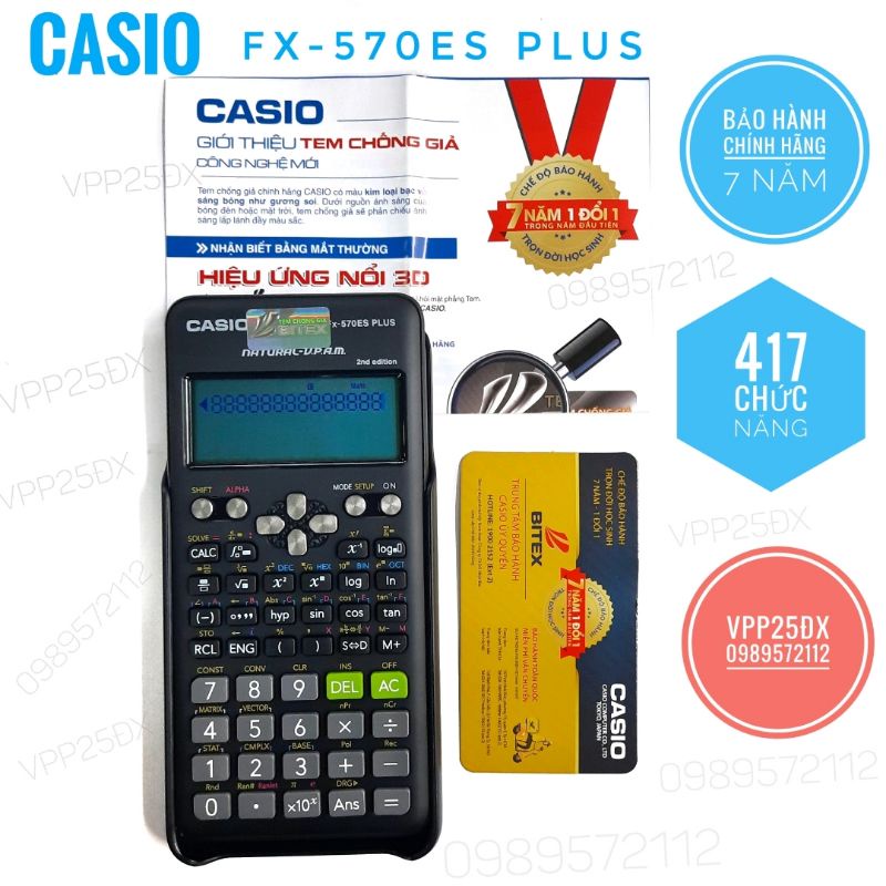 Máy tính học sinh casio FX-570ES plus CHÍNH HÃNG (Bảo hành 7 năm).