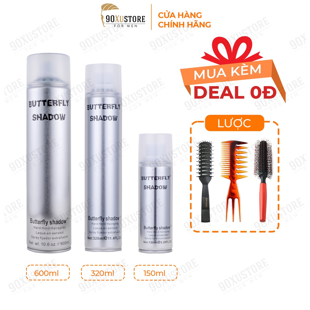 Gôm xịt giữ nếp tóc nam nữ Butterfly Shadow chính hãng , keo xịt tóc , xịt phồng tóc