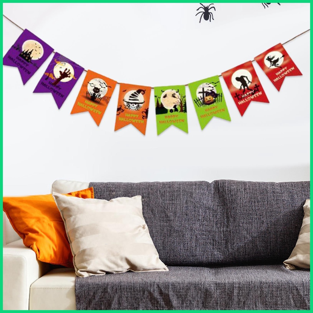 Cờ Tam Giác In Hình Bí Ngô Ma Quỷ Bí Ngô Halloween Tái Sử Dụng Được