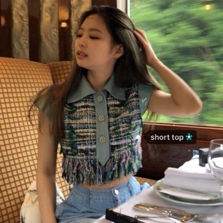 Od Áo sơ mi croptop có tua giống Jennie Blackpink[ ảnh thật cuối hình]
