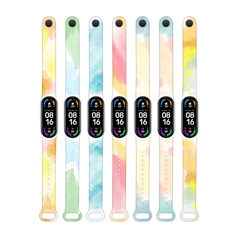 1 Dây Đeo Thay Thế Chất Liệu Silicon Màu Nước Cho Xiaomi Mi Band 5 6