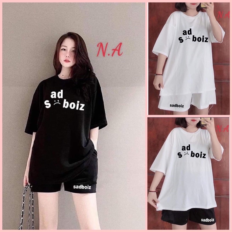 Hàng Sẵn)Sét Bộ áo Sadboiz+ quần đùi V unisexChất cotton mịnPhong cách thể thaoĐồ ngủ mặc nhà mùa hè Nam nữ