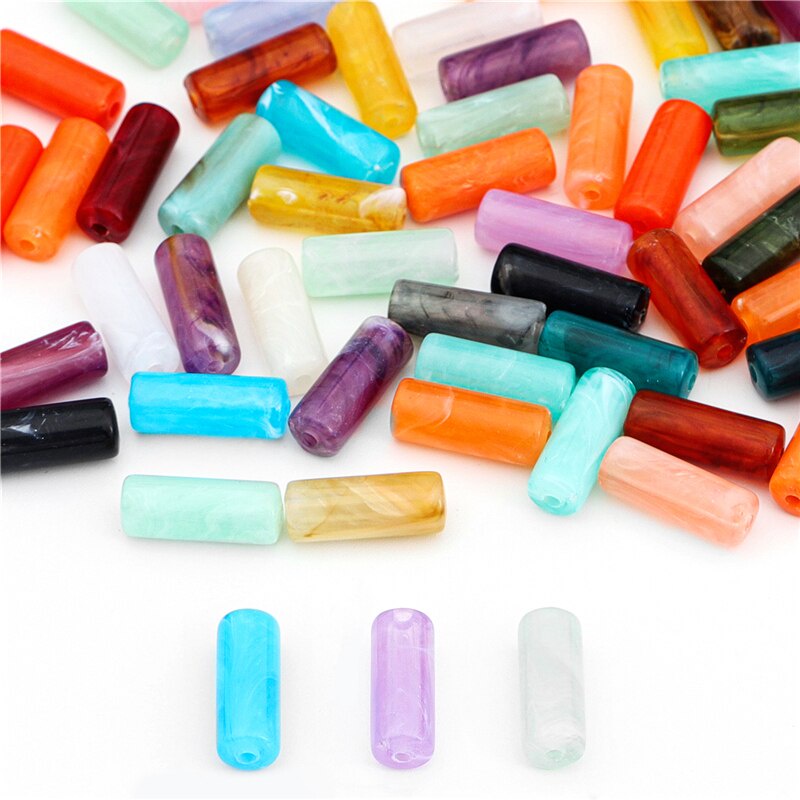 Bộ 20 hạt đá hình trụ 20x8mm bằng acrylic dành cho làm trang sức DIY