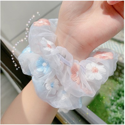 Scrunchies ,Dây buộc tóc, Cột tóc Hoa Cúc Thiêu