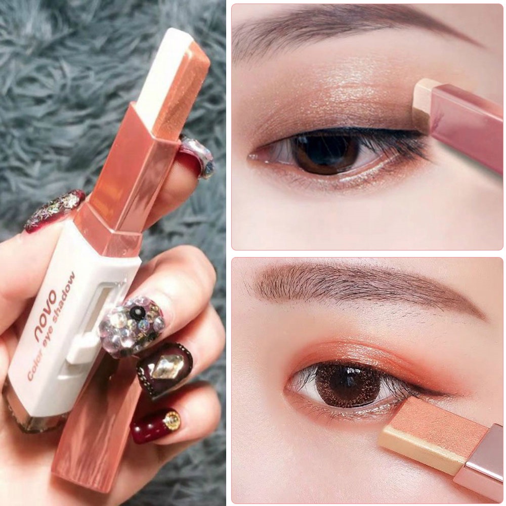 Thỏi Phấn Mắt 2 Màu Sắc Lấp Lánh Chống Thấm Nước Lâu Trôi