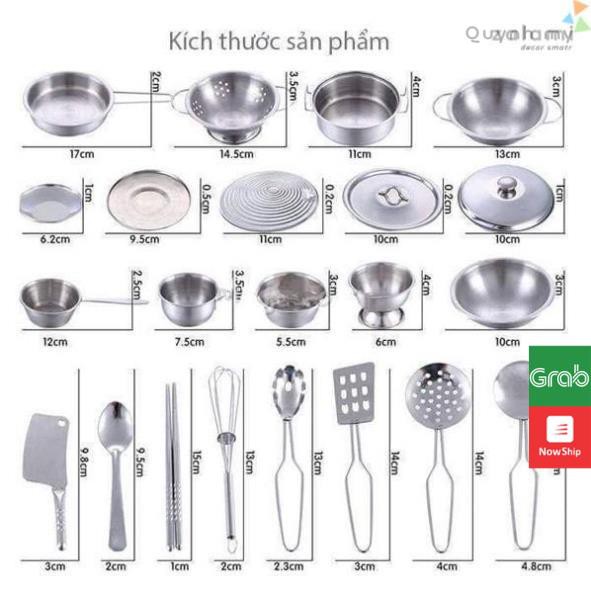 Bộ đồ chơi nấu bếp 40 món bằng inox cho bé