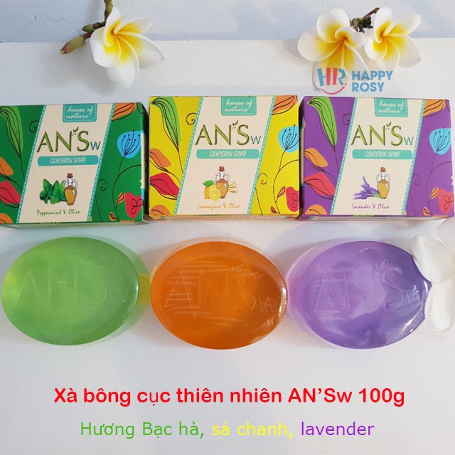 [HÀNG SẴN] Xà bông cục thiên nhiên AN'Sw 100g-Bạc Hà, Sả Chanh, Oải Hương (Lavender)