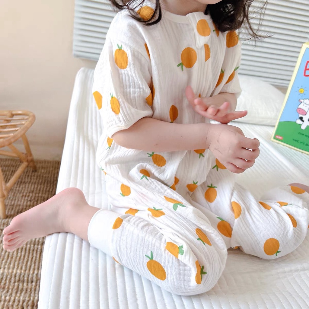 ✨Hàng Có Sẵn✨ Bộ Đồ Ngủ Liền Thân Tay Ngắn Chất Cotton Mỏng Nhẹ Thời Trang Mùa Hè Xinh Xắn Cho Bé Trai