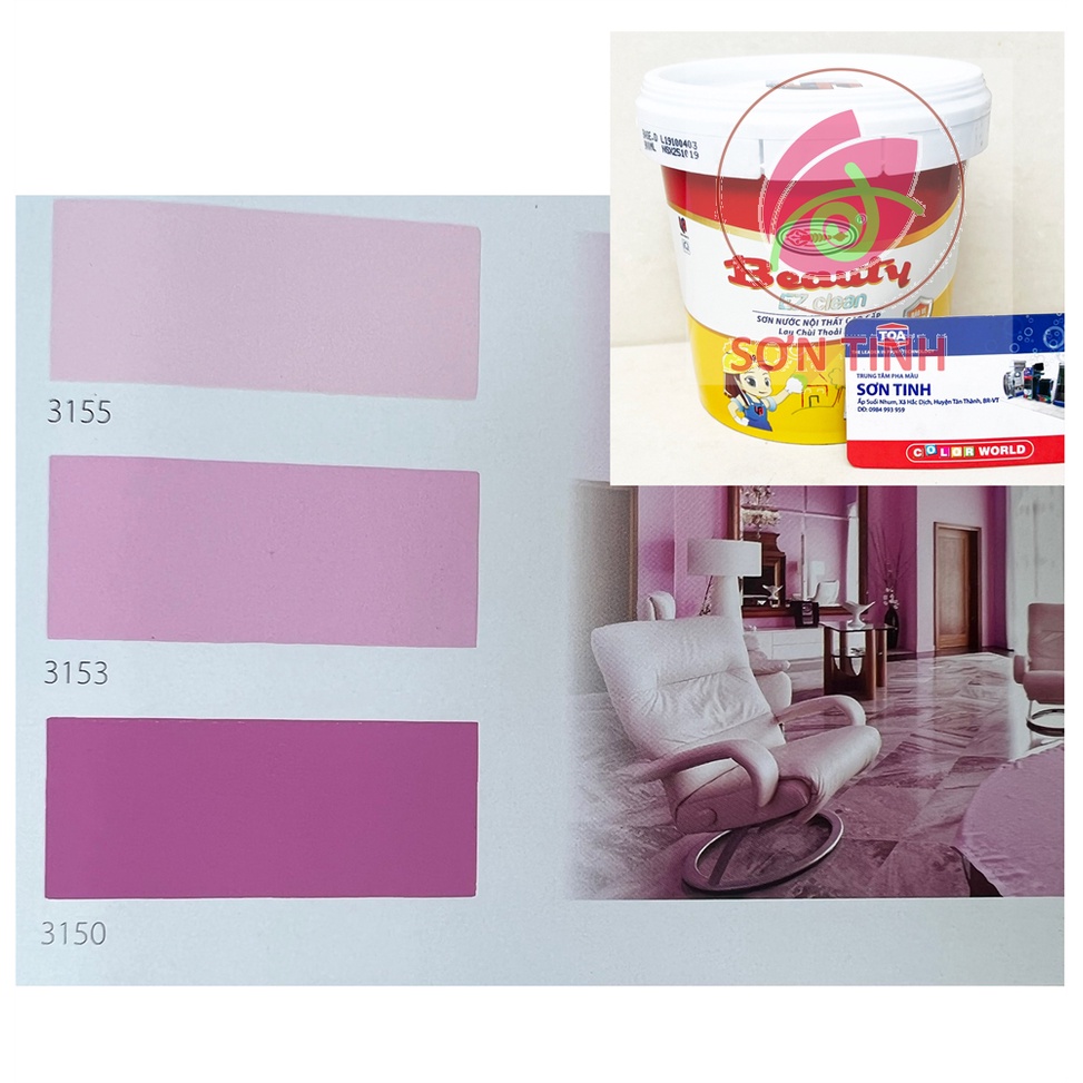 Sơn nước màu hồng phấn , đậm, nhạt, cánh sen Nội thất trong nhà cao cấp Lau Chùi Thoải Mái BEAUTY EZ CLEAN 1 lít
