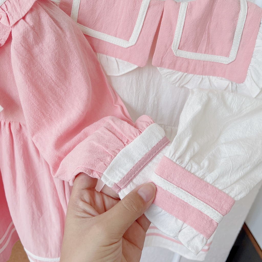 Váy thu dài tay dáng THỦY THỦ chất thô caro mỏng vừa cho bé 1-5 tuổi (Mã V300502)