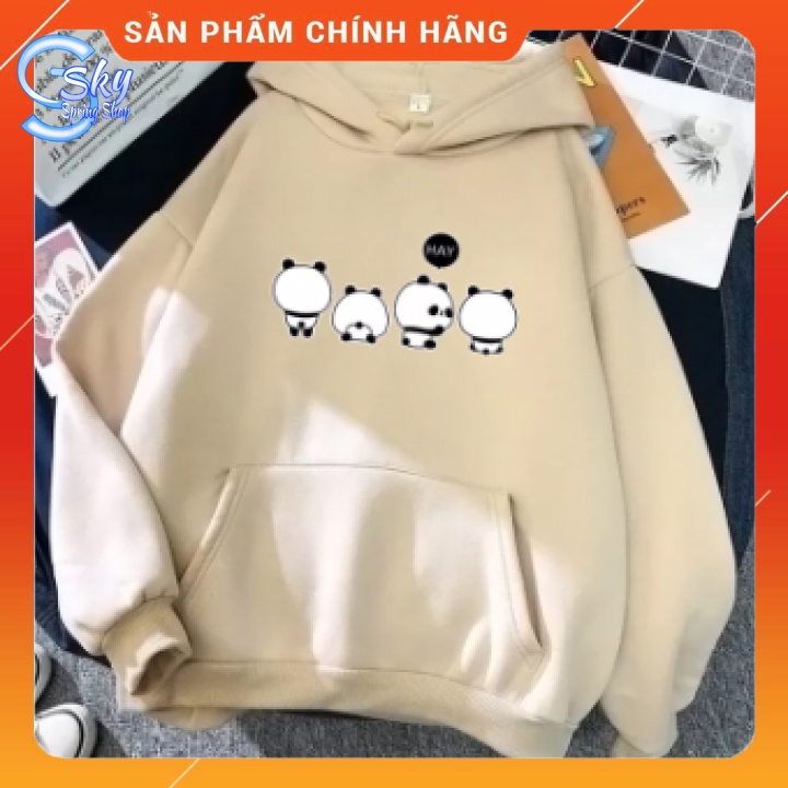 ÁO HOODIE UNISEX NAM NỮ  FORM RỘNG, CHẤT NỈ BÔNG CAO CẤP in 4 chú gấu trúc
