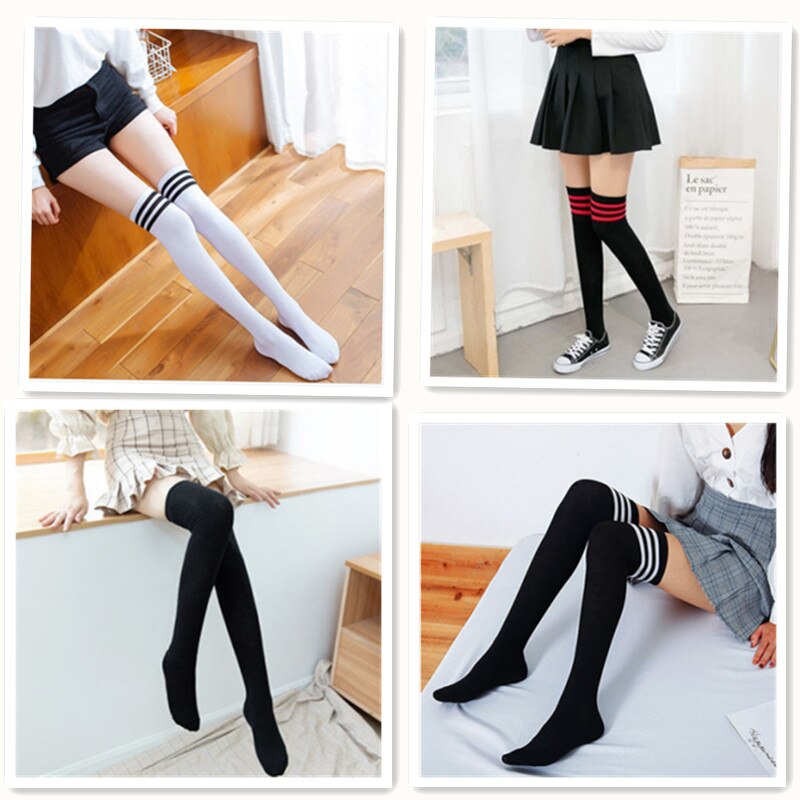 Sexy Stocking Over The Knee High Socks Women Striped Long Cotton Thigh Socks Ladies Stockings Warm Thigh High Socks For Girls