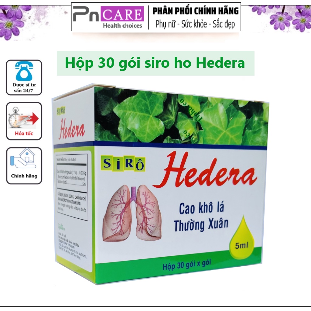 PnCARE | Siro ho Hedera  - Thảo dược Lá Thường Xuân, Bổ phế, Giảm ho, Loãng đờm cho mẹ & bé