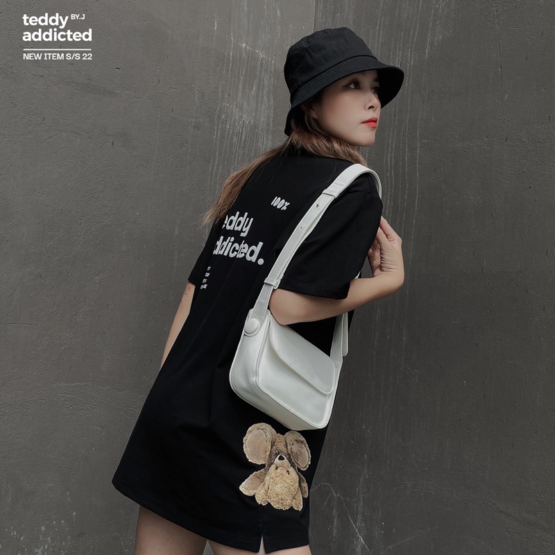 Áo polo cổ kéo khoá Teddy addicted form suông unisex nam nữ chất cotton thoáng mát