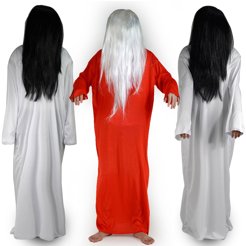 Sadako Bộ Đồ Hóa Trang halloween Nhân Vật Phù Thủy Ma Cà Rồng Màu Đỏ Và Trắng Đáng Sợ