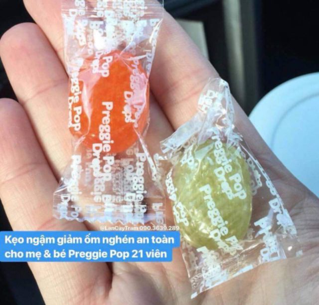 Thực phẩm kẹo ngậm giảm nghén Preggie Pop Drops 21 chiếc