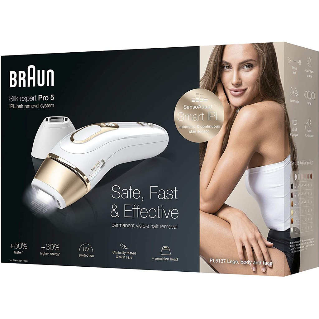 Máy triệt lông Braun Silk Expert Pro 5 PL5137 triệt lông tại nhà vĩnh viễn - Shop Viloet