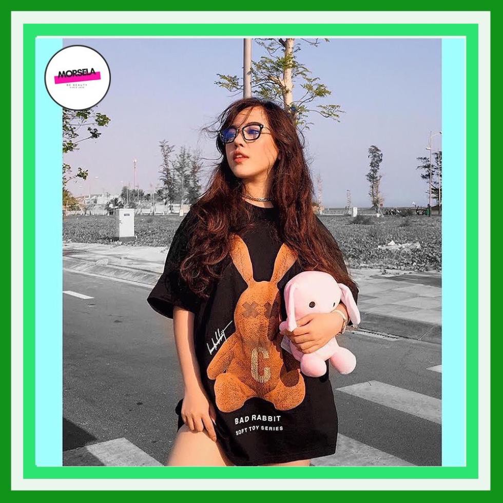 𝑭𝒓𝒆𝒆𝒔𝒉𝒊𝒑 Áo thun tay lỡ dáng Unisex form rộng phong cách Ulzzang hình BAD RABBIT màu nâu aothun268
