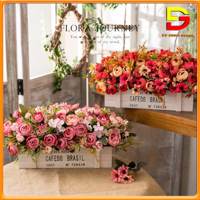 Giỏ Hoa Để Bàn Chậu Hoa Giả Decor Nhiều Mẫu Trang Trí Bàn Trà Kệ Tủ Làm Quà Tặng Độc Đáo DG-69
