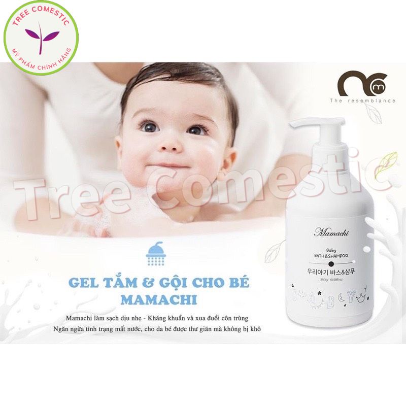 Gel Tắm Và Gội Cho Bé Mamachi An Toàn Với Trẻ Sơ Sinh, An Toàn, Dịu Nhẹ Giảm Kích Ứng - 300g