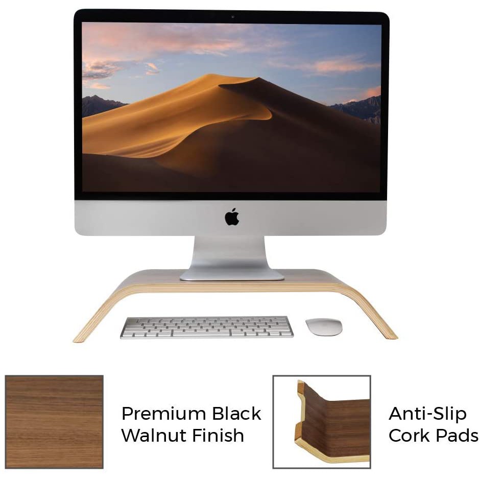 Kệ màn hình máy tính gỗ uốn cong Imac Stand - Veneer Walnut (Bản cao cấp) | BigBuy360 - bigbuy360.vn
