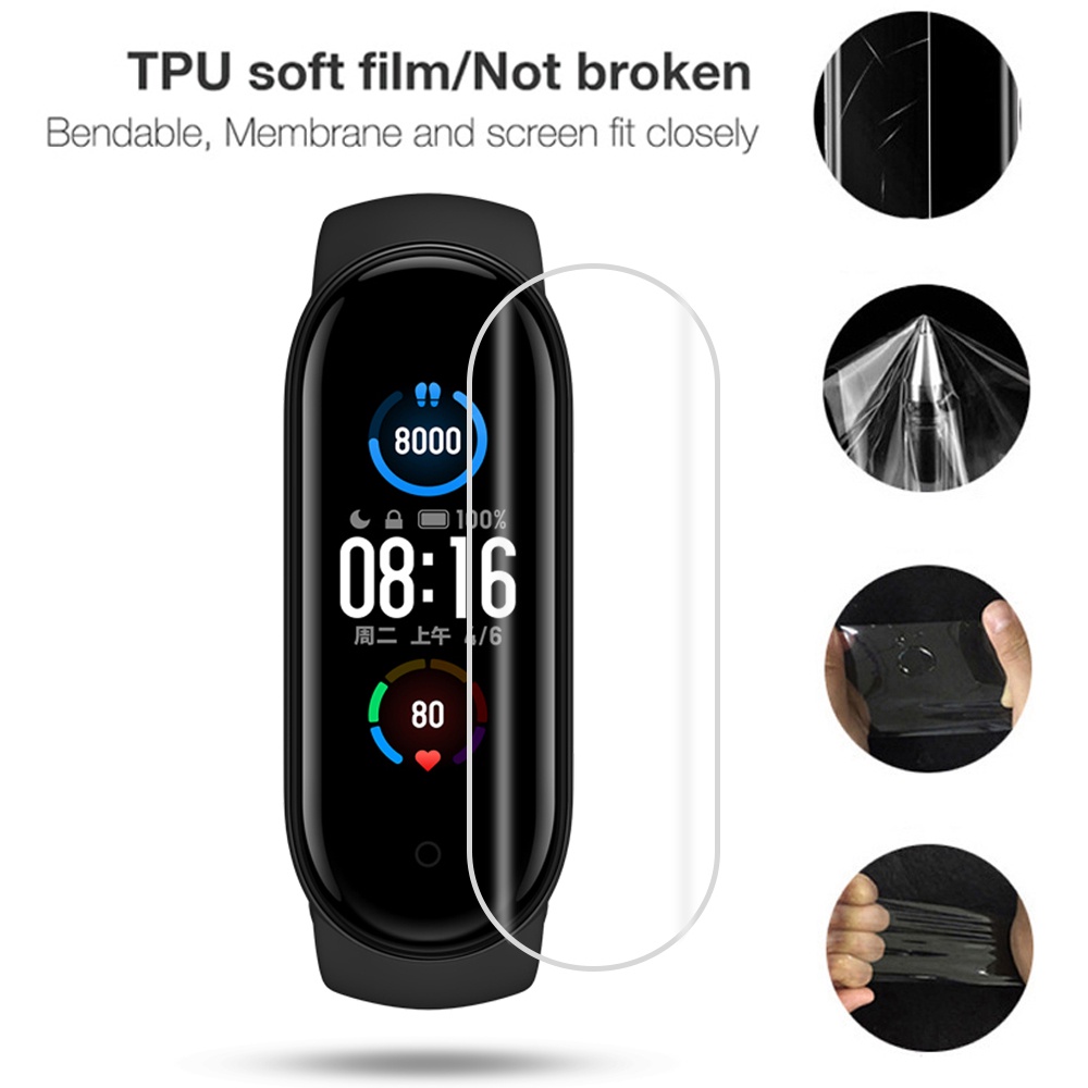 Miếng Dán Bảo Vệ Màn Hình Bằng TPU Hydrogel Mềm Cho Xiaomi Mi band 6 5 4 3 Mi band 6 5