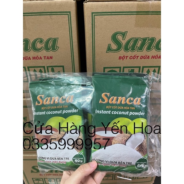 1 lốc (10 gói) Bột cốt dừa Sanca 50g