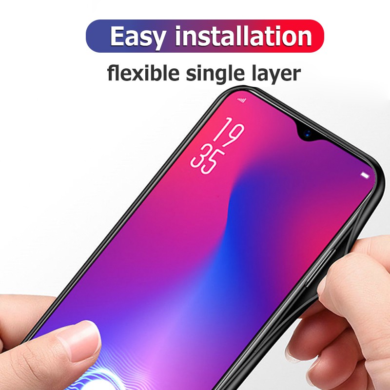 Ốp lưng TPU + kính cường lực màu trơn chống sốc cho OPPO R17 Pro