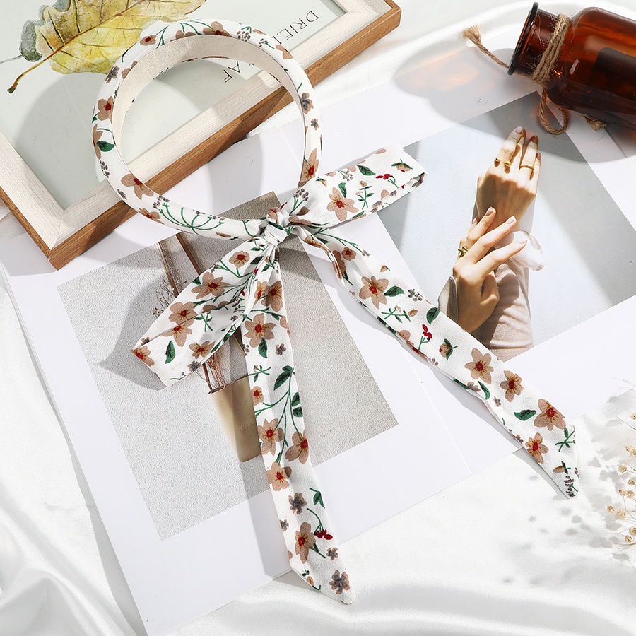 Băng đô thắt nơ ruy băng bản rộng in họa tiết dễ thương phong cách Hàn Quốc thời trang dành cho nữ