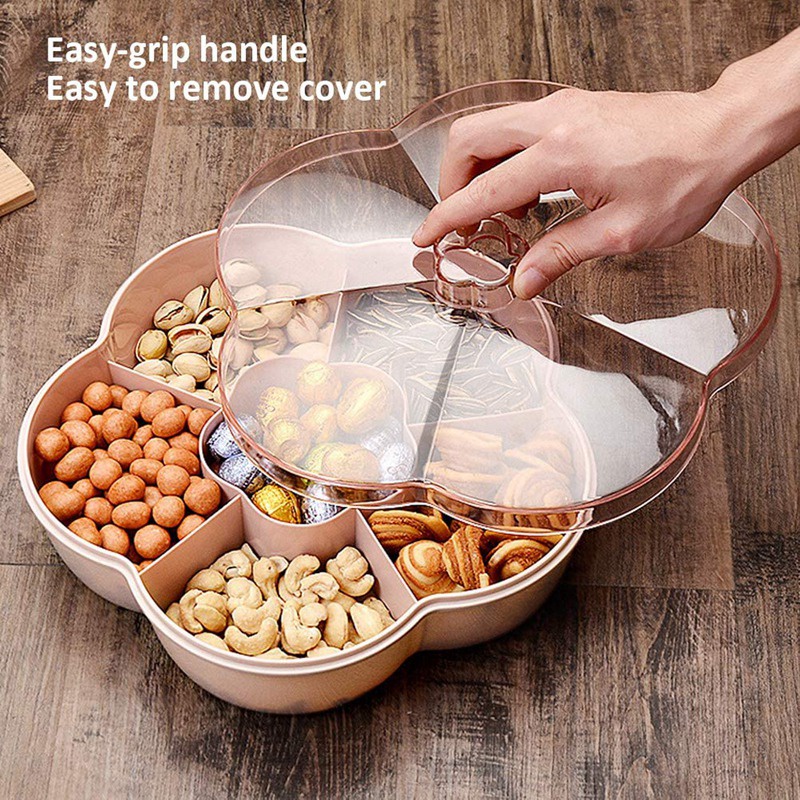 Hộp Đựng Bánh Kẹo Trái Cây Khô Bánh Snack Hình Bông Hoa Có Nắp Đậy Tiện Lợi