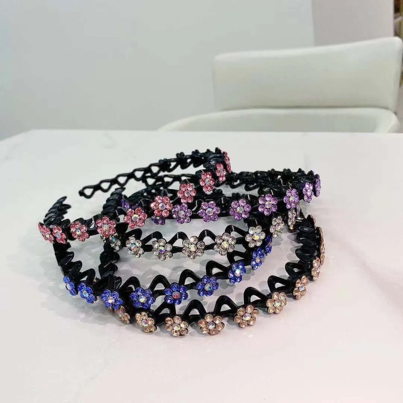 Băng Đô Cài Tóc Kiểu Gợn Sóng Có Gắn Đá Hình Hoa Nhỏ Cho Nữ