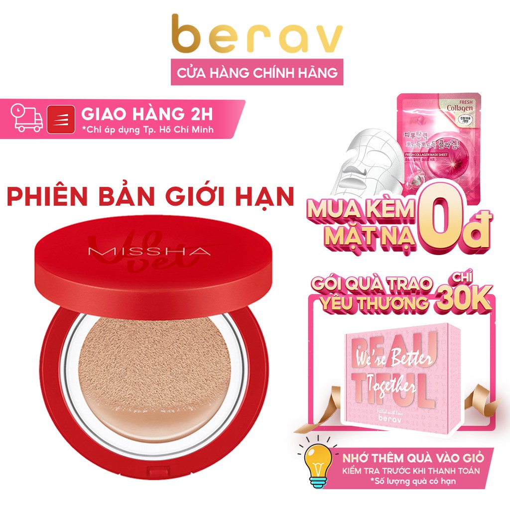 Phấn Nước MISSHA VELVET Kiềm Dầu Che Phủ Cao Finish Cushion SPF50+/PA+++ 15g [MISSHA ĐỎ]