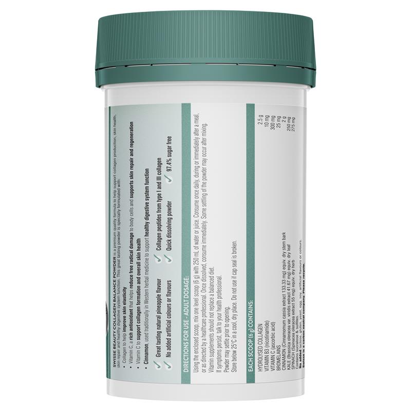 Swisse Beauty Collagen Balance 120g Powder - Collagen thủy phân đẹp da từ rau xanh