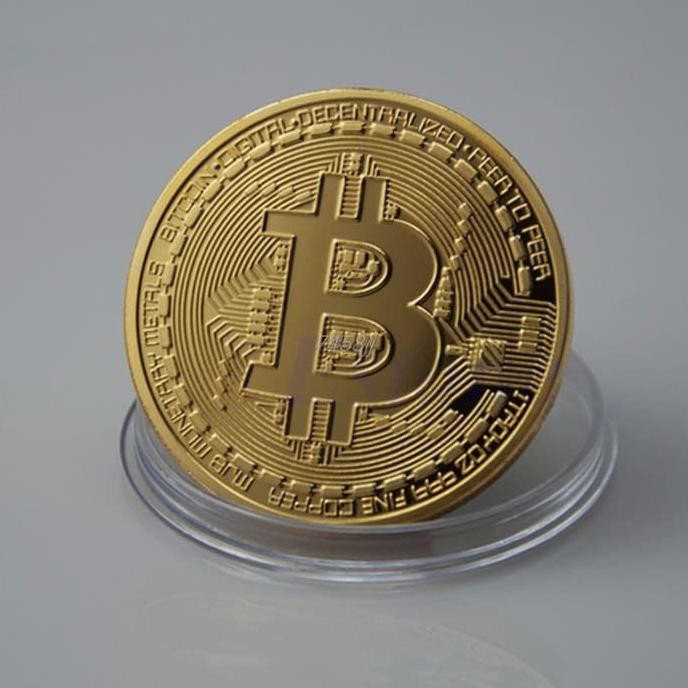 Gold Plated Bitcoin Miniature - Golden