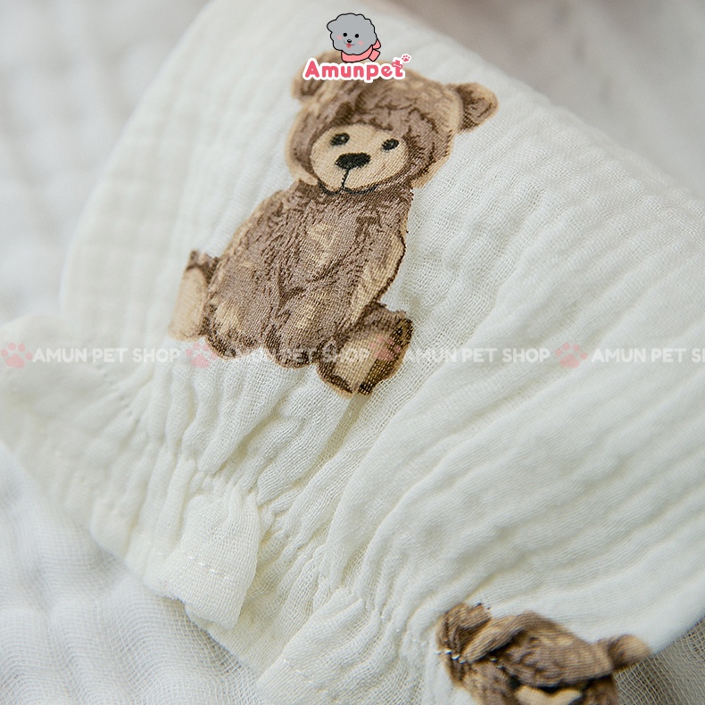 Áo Cho Chó Mèo Hoạ Tiết Gấu Cực Dễ Thương Phong Cách Hàn Mẫu Áo Hai Dây Cho Thú Cưng Mùa Hè Amun Pet