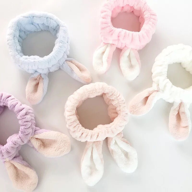 Băng đô rửa mặt cute  Bờm tai thỏ tai mèo 3D trang điểm dễ thương [Giao màu ngẫu nhiên]