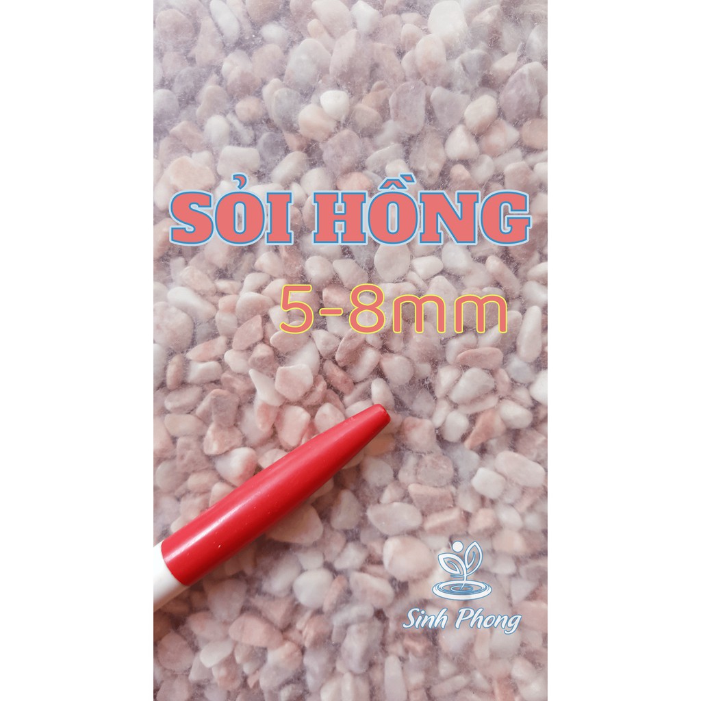 Sỏi hồng 5-8mm - gói 1 kg dùng để lót mặt chậu - trang trí tiểu cảnh